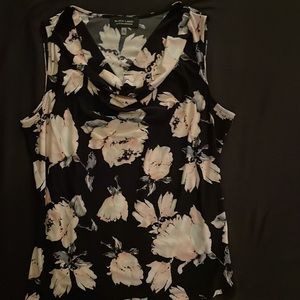 Black-Label by Evan-Picone XL Cow neck Tank, black & peach.